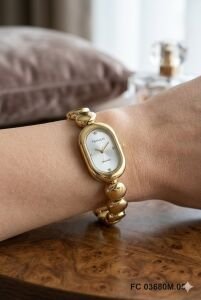 Ferrucci 33 mm Çelik Kasa Altın Renk Kordon Gümüş Kadran Klasik Kadın Kol Saati