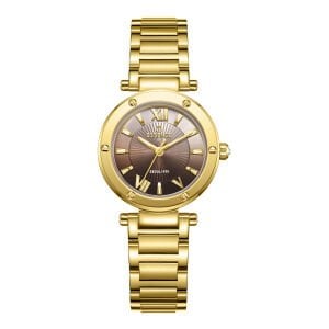 Essence 26 mm Çelik Kasa Gold Çelik Kordon Koyu Kahverengi Kadran Kadın Kol Saati