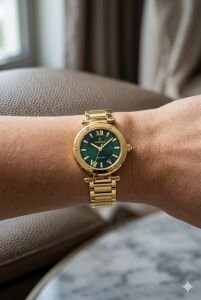 Essence Yeşil Kadran Kadın Kol Saati | 26 mm Çelik Kasa, Çelik Kordon, Zarif Tasarım