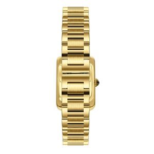 Essence Dikdörtgen Kasa Kadın Kol Saati | 22 mm Çelik Kasa, Gold Çelik Kordon, Beyaz Kadran