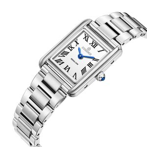 Essence Gümüş Dikdörtgen Kasa Kadın Kol Saati | 22 mm Çelik Kasa, Gümüş Çelik Kordon, Beyaz Kadran