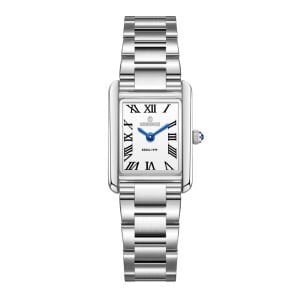 Essence Gümüş Dikdörtgen Kasa Kadın Kol Saati | 22 mm Çelik Kasa, Gümüş Çelik Kordon, Beyaz Kadran