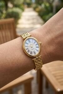 Essence Klasik Kadın Kol Saati | 22 mm Çelik Kasa, Gold Çelik Kordon, Beyaz Kadran