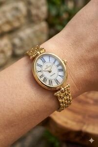 Essence Klasik Kadın Kol Saati | 22 mm Çelik Kasa, Gold Çelik Kordon, Beyaz Kadran