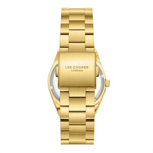 Lee Cooper Altın Kasa Erkek Kol Saati | 40 mm Çelik Kasa, Altın Çelik Kordon, Kahverengi Kadran