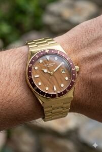 Lee Cooper Altın Kasa Erkek Kol Saati | 40 mm Çelik Kasa, Altın Çelik Kordon, Kahverengi Kadran