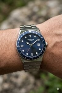 Lee Cooper Gümüş Kasa Erkek Kol Saati | 40 mm Çelik Kasa, Gümüş Çelik Kordon, Mavi Kadran
