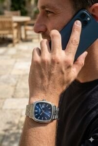 Lee Cooper Gümüş Kare Kasa Erkek Kol Saati | 40 mm Çelik Kasa, Gümüş Çelik Kordon, Lacivert Kadran