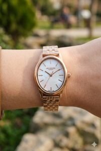 Lee Cooper Rose Gold Kadın Kol Saati | 24 mm Çelik Kasa, Rose Gold Kordon, Sedef Kadran