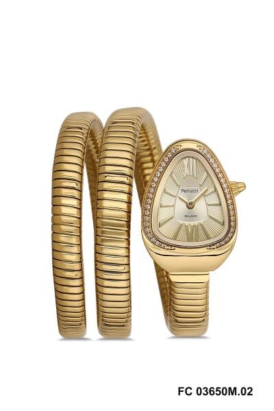 Ferrucci Altın Damla Kasa Kadın Kol Saati | 33 mm Çelik Kasa, Altın Metal Kordon, Altın Kadran