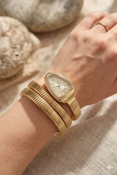 Ferrucci Altın Damla Kasa Kadın Kol Saati | 33 mm Çelik Kasa, Altın Metal Kordon, Altın Kadran