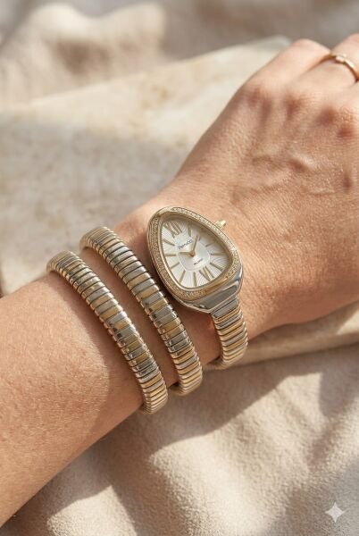 Ferrucci Gümüş Damla Kasa Kadın Kol Saati | 33 mm Çelik Kasa, Altın Gümüş Metal Kordon, Gümüş Kadran