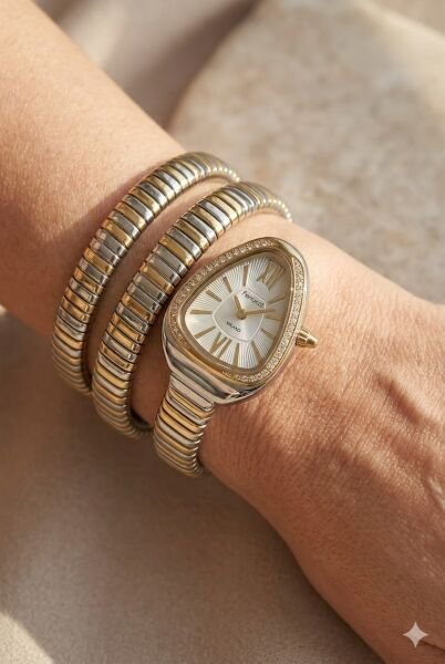 Ferrucci Gümüş Damla Kasa Kadın Kol Saati | 33 mm Çelik Kasa, Altın Gümüş Metal Kordon, Gümüş Kadran