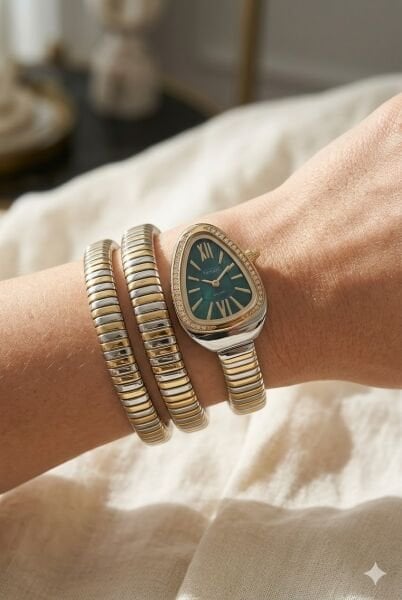 Ferrucci Özel Tasarım Kadın Kol Saati | 33 mm Çelik Kasa, Altın Gümüş Metal Kordon, Turkuaz Kadran