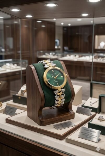 Ferrucci Zarif ve Şık Tasarım Kadın Kol Saati | 26 mm Çelik Kasa, Altın Gümüş Metal Kordon, Yeşil Kadran