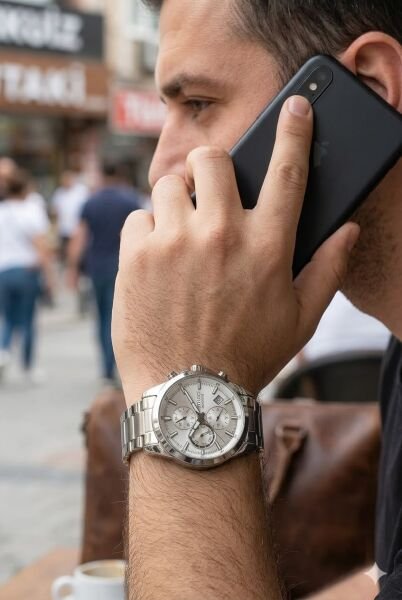 Ferrucci Gümüş Kasa Erkek Kol Saati | 42 mm Çelik Kasa, Gümüş Metal Kordon, Gümüş Kadran