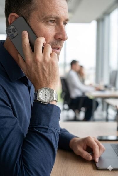 Ferrucci Modern Tasarım Erkek Kol Saati | 45 mm Çelik Kasa, Gümüş Metal Kordon, Gümüş Kadran