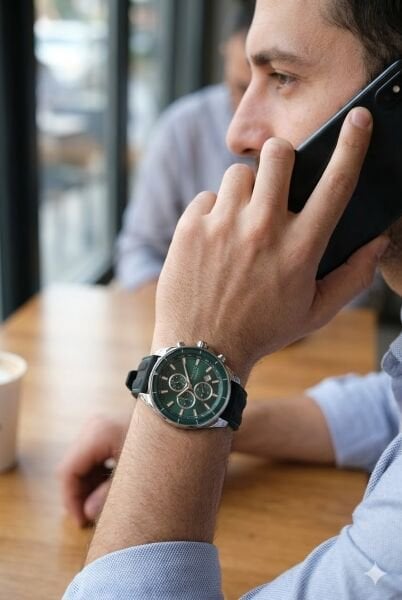 Ferrucci Erkek Kol Saati | 46 mm Çelik Kasa, Siyah Silikon Kordon, Turkuaz Kadran