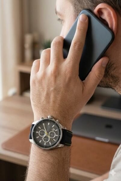 Ferrucci Spor Tasarım Erkek Kol Saati | 46 mm Çelik Kasa, Siyah Silikon Kordon, Siyah Kadran