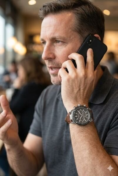 Ferrucci Erkek Kol Saati | 44 mm Çelik Kasa, Açık Kahverengi Deri Kordon, Gri Kadran