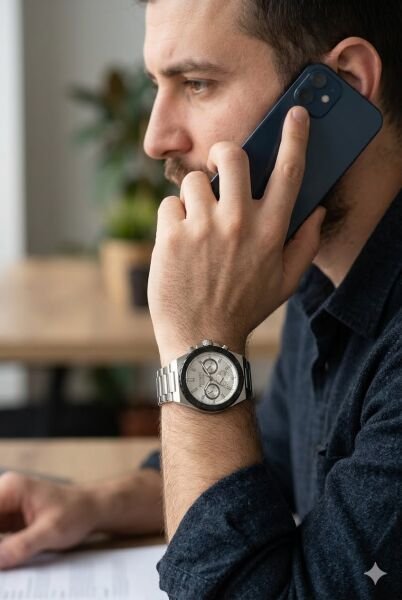 Ferrucci Modern Tasarım Erkek Kol Saati | 45 mm Çelik Kasa, Gümüş Metal Kordon, Gümüş Kadran