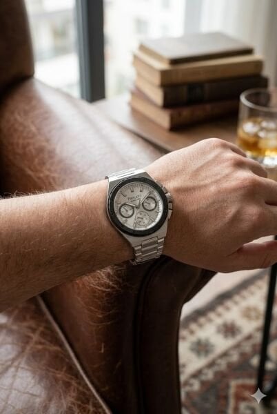 Ferrucci Modern Tasarım Erkek Kol Saati | 45 mm Çelik Kasa, Gümüş Metal Kordon, Gümüş Kadran