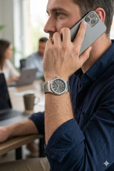 Lee Cooper Gümüş Yuvarlak Kasa Erkek Kol Saati | 45 mm Çelik Kasa, Gümüş Çelik Kordon, Siyah Kadran