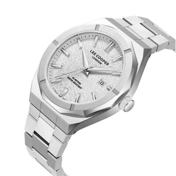 Lee Cooper Gümüş Renk Erkek Kol Saati | 45 mm Çelik Kasa, Gümüş Çelik Kordon, Gümüş Kadran