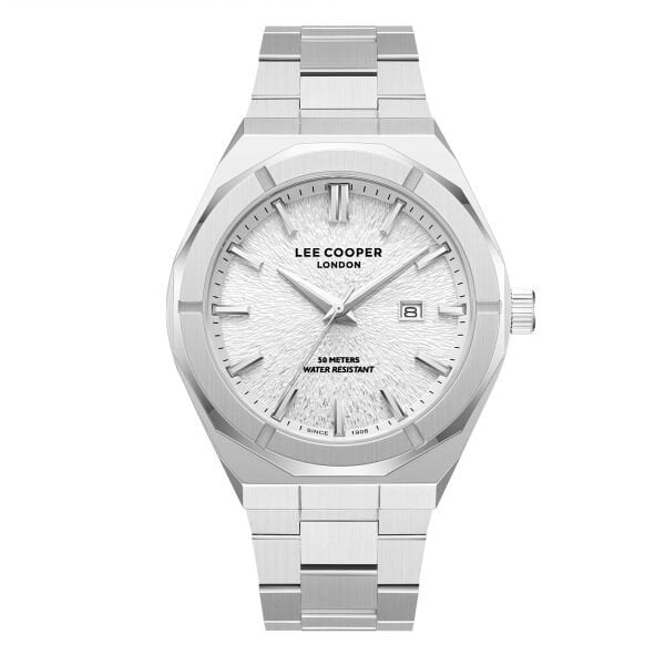 Lee Cooper Gümüş Renk Erkek Kol Saati | 45 mm Çelik Kasa, Gümüş Çelik Kordon, Gümüş Kadran