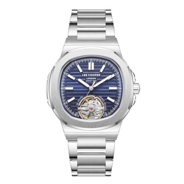 Lee Cooper Otomatik Mekanizma Erkek Kol Saati | 42 mm Çelik Kasa, Gümüş Çelik Kordon, Mavi Kadran