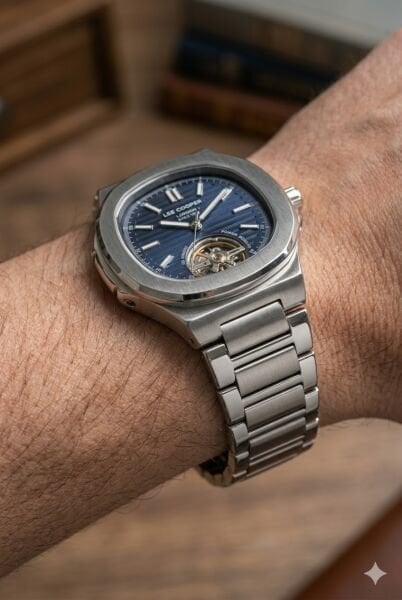 Lee Cooper Otomatik Mekanizma Erkek Kol Saati | 42 mm Çelik Kasa, Gümüş Çelik Kordon, Mavi Kadran