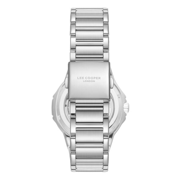 Lee Cooper Otomatik Mekanizma Erkek Kol Saati | 42 mm Çelik Kasa, Gümüş Çelik Kordon, Siyah Kadran
