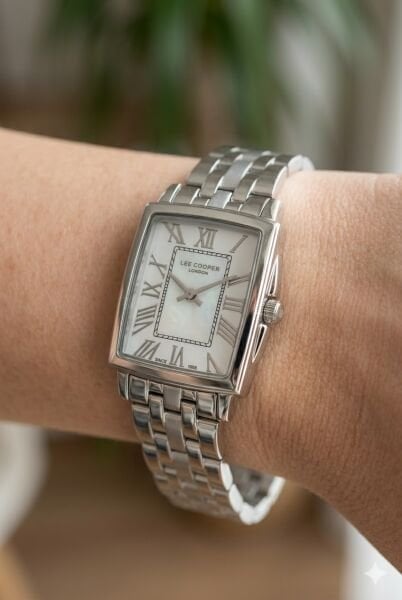 Lee Cooper Kadın Kol Saati | 22 mm Çelik Kasa, Gümüş Çelik Kordon, Gümüş Kadran