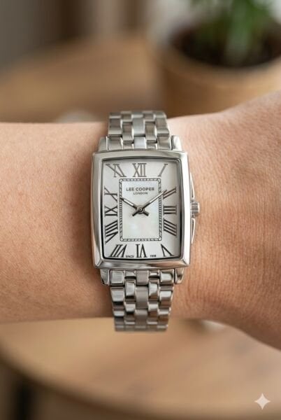 Lee Cooper Kadın Kol Saati | 22 mm Çelik Kasa, Gümüş Çelik Kordon, Gümüş Kadran