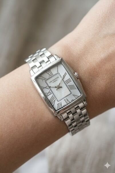 Lee Cooper Kadın Kol Saati | 22 mm Çelik Kasa, Gümüş Çelik Kordon, Gümüş Kadran