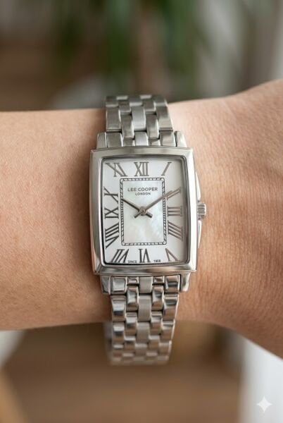 Lee Cooper Kadın Kol Saati | 22 mm Çelik Kasa, Gümüş Çelik Kordon, Gümüş Kadran