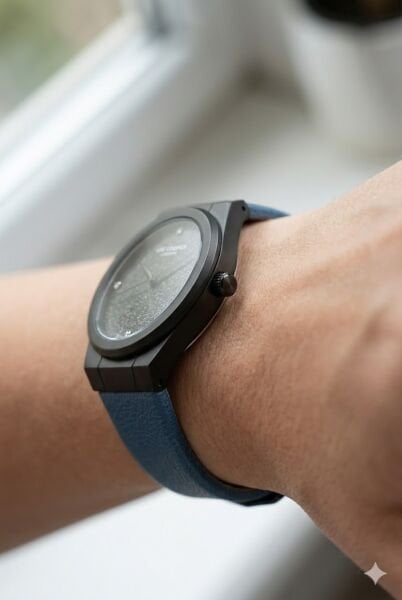 Lee Cooper Kadın Kol Saati | 35 mm Çelik Kasa, Mavi Deri Kordon, Siyah Kadran