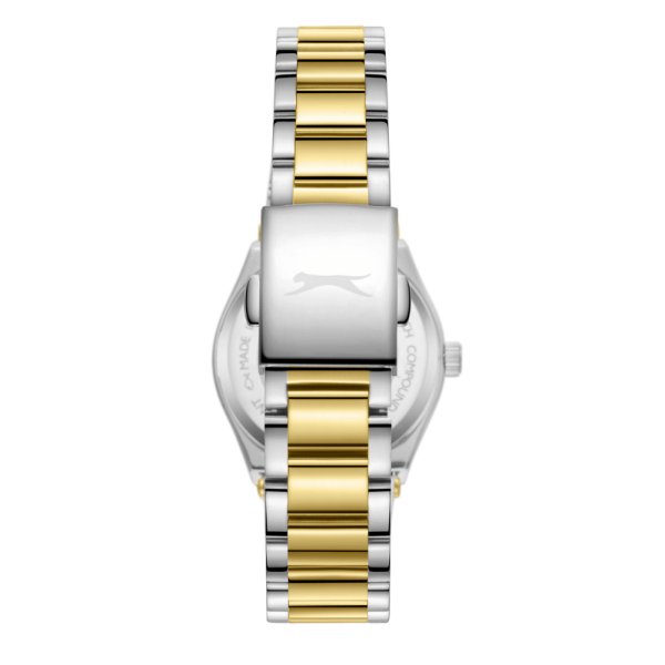 Slazenger Gold Silver Kadın Kol Saati | 32 mm Çelik Kasa, Gold-Silver Çelik Kordon, Beyaz Kadran