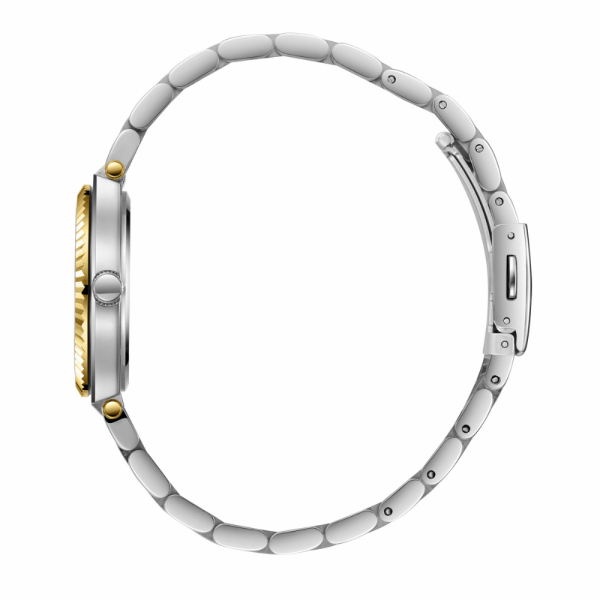 Slazenger Gold Silver Kadın Kol Saati | 32 mm Çelik Kasa, Gold-Silver Çelik Kordon, Beyaz Kadran