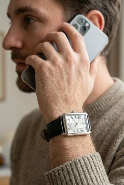 Gant Silver Dikdörtgen Kasa Erkek Kol Saati | 28.5 mm Çelik Kasa, Siyah Deri Kordon, Gümüş Kadran