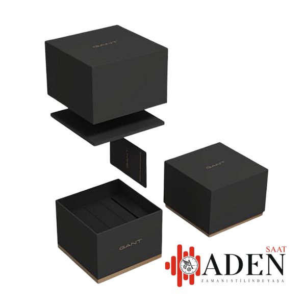 Gant Gold Dikdörtgen Kasa Erkek Kol Saati | 28.5 mm Çelik Kasa, Siyah Deri Kordon, Beyaz Kadran