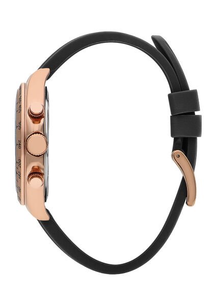 Beverly Hills Polo Club Rose Gold Erkek Kol Saati | 42 mm Çelik Kasa, Siyah Silikon Kordon, Siyah Kadran