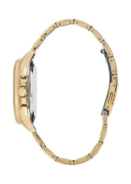 Beverly Hills Polo Club Erkek Kol Saati | 42 mm Çelik Kasa, Gold Çelik Kordon, Gümüş Kadran