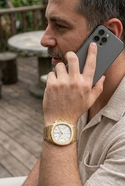 Beverly Hills Polo Club Erkek Kol Saati | 42 mm Çelik Kasa, Gold Çelik Kordon, Gümüş Kadran