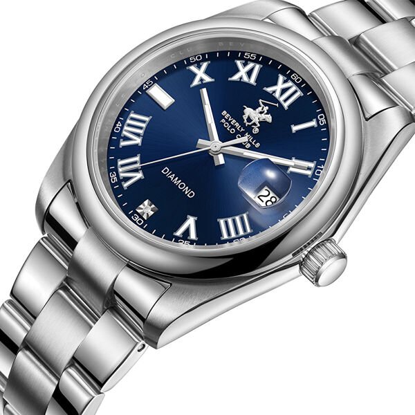 Beverly Hills Polo Club Gerçek Pırlantalı Erkek Kol Saati | 41 mm Çelik Kasa, Dolma Kalem Hediyeli
