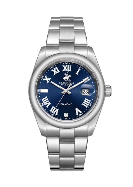 Beverly Hills Polo Club Gerçek Pırlantalı Erkek Kol Saati | 41 mm Çelik Kasa, Dolma Kalem Hediyeli