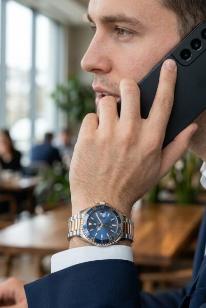 Beverly Hills Polo Club Çift Renk Erkek Kol Saati | 43,5 mm Çelik Kasa, Çelik Kordon, Lacivert Kadran