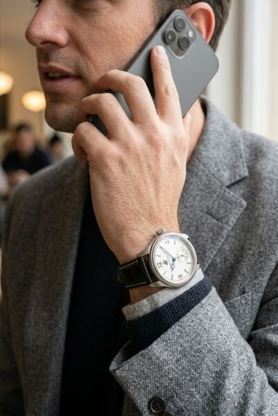 Beverly Hills Polo Club Erkek Kol Saati | 39 mm Çelik Kasa, Siyah Deri Kordon, Beyaz Kadran