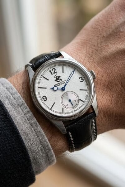 Beverly Hills Polo Club Erkek Kol Saati | 39 mm Çelik Kasa, Siyah Deri Kordon, Beyaz Kadran