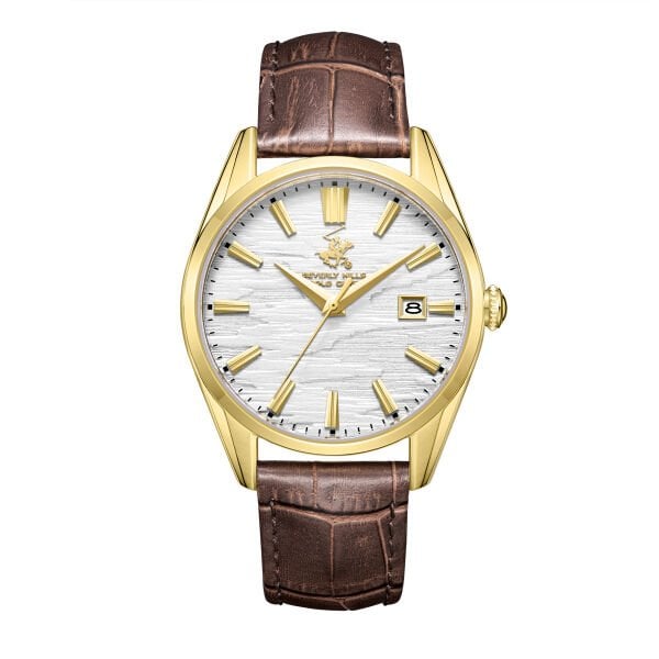 Beverly Hills Polo Club Klasik ve Modern Tasarım Erkek Kol Saati | 42 mm Çelik Kasa, Koyu Kahverengi Deri Kordon
